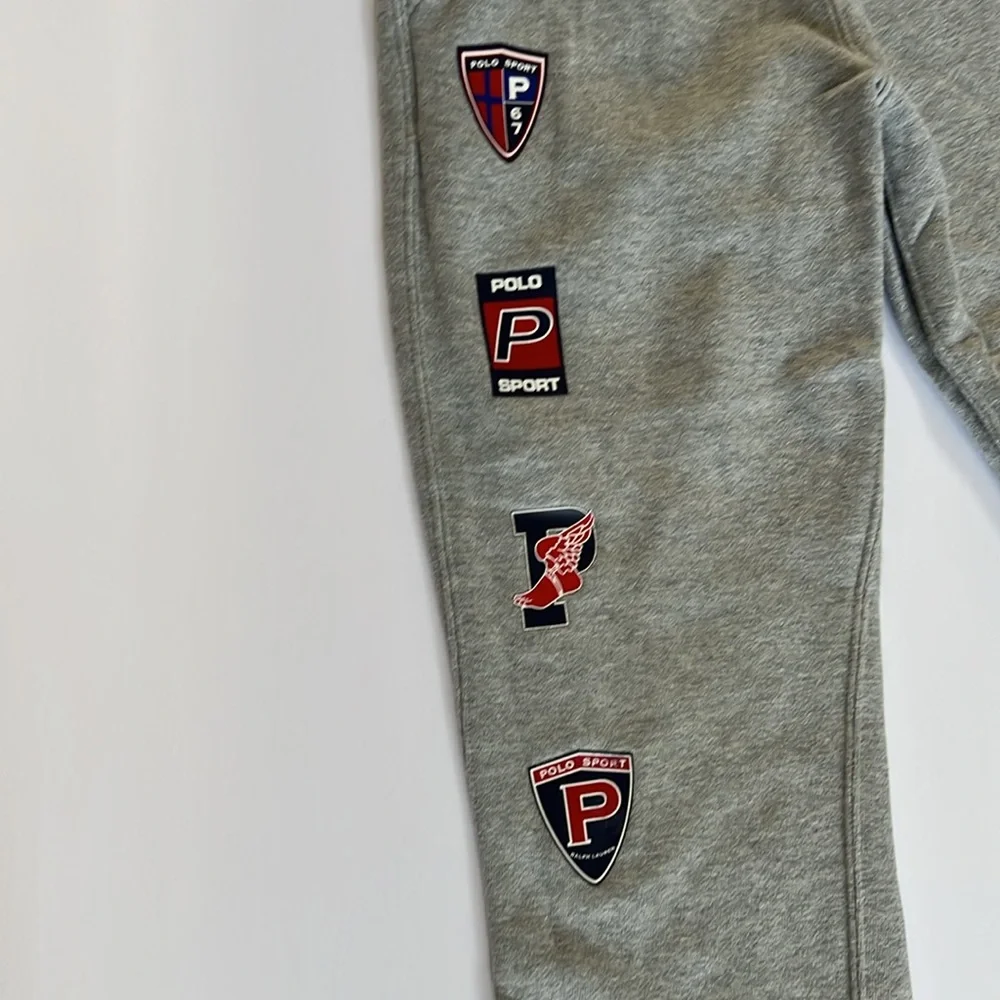 Polo by Ralph Lauren Gray Joggers w Logo Accents + Tshirt Bundle Boys Sz S (8)